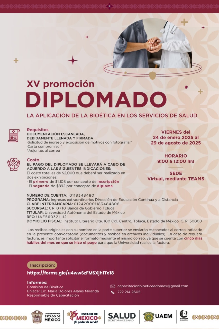 XV promoción Diplomado La aplicación de la bioética en los servicios de salud.